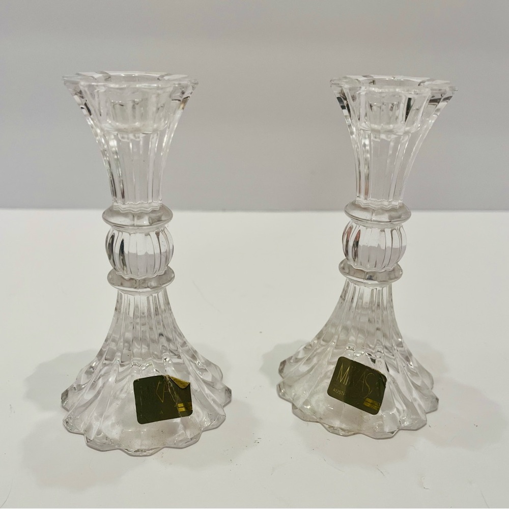 Mikasa Clear Crystal Candle Holders